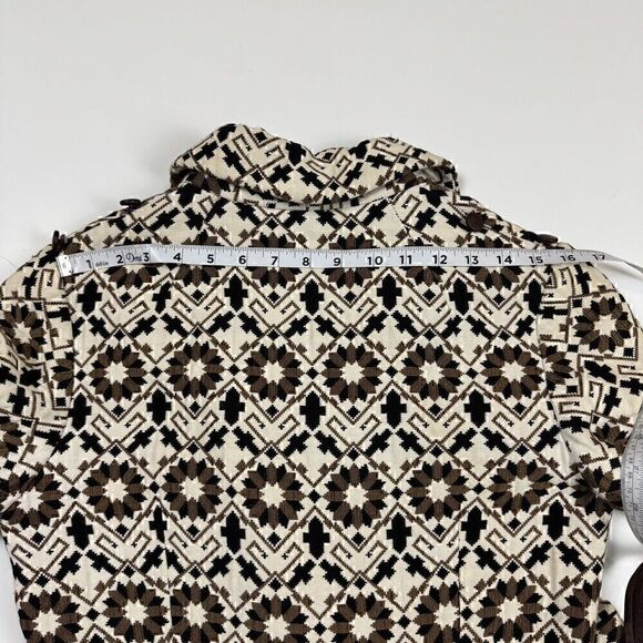 Vintage Rare 60s Lilli Ann Geometric Tapestry Leather Trim Swing Coat, Sz S - Picture 15 of 16